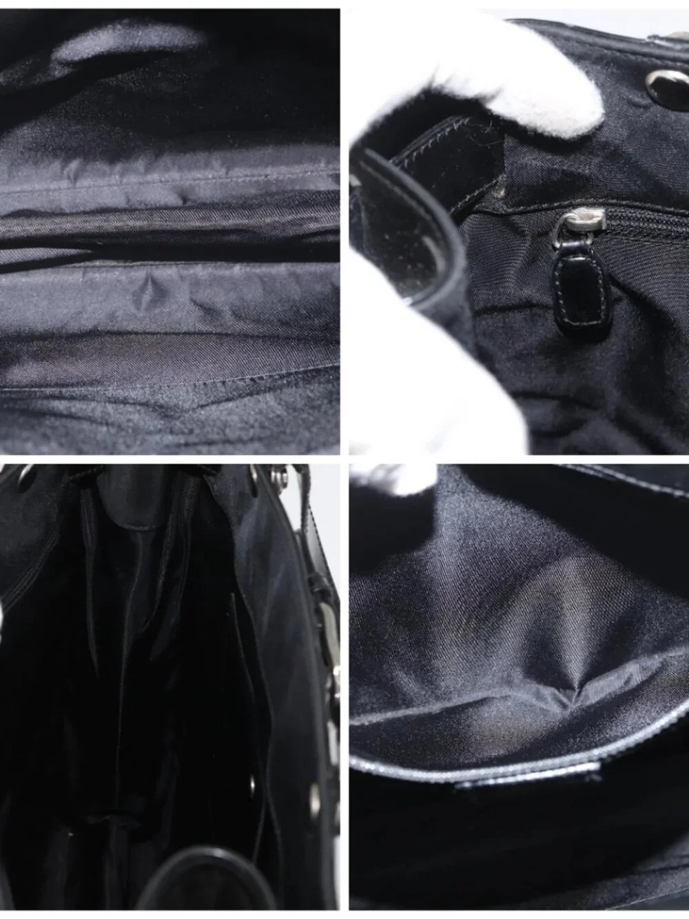 Christian Dior Tote Bag Nylon Black Silver Auth 172694 - Picture 15 of 16